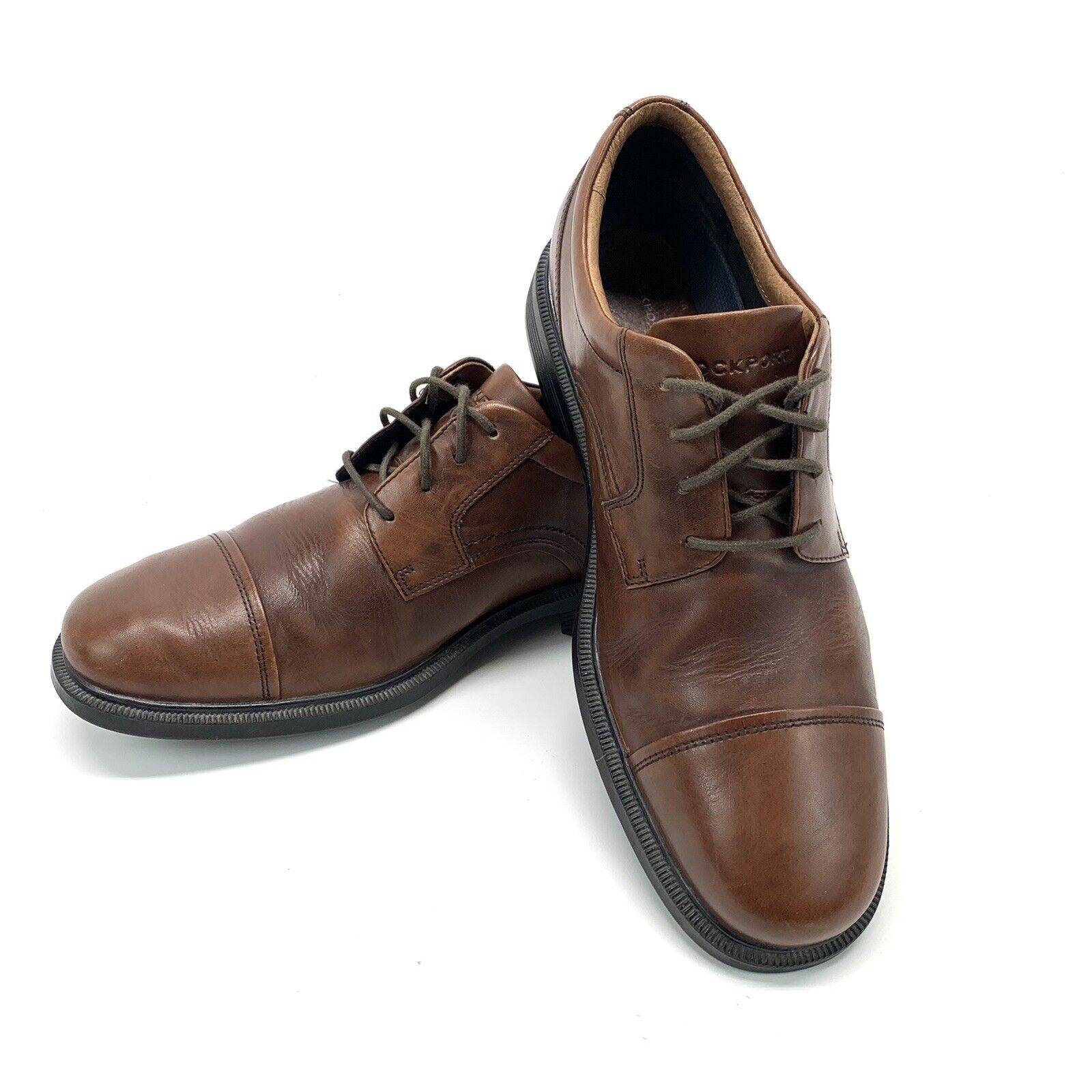 Rockport Manufacturer regenerated product Adiprene Men#039;s Leather Shoes Brown San Jose Mall Cap Toe Si Lace