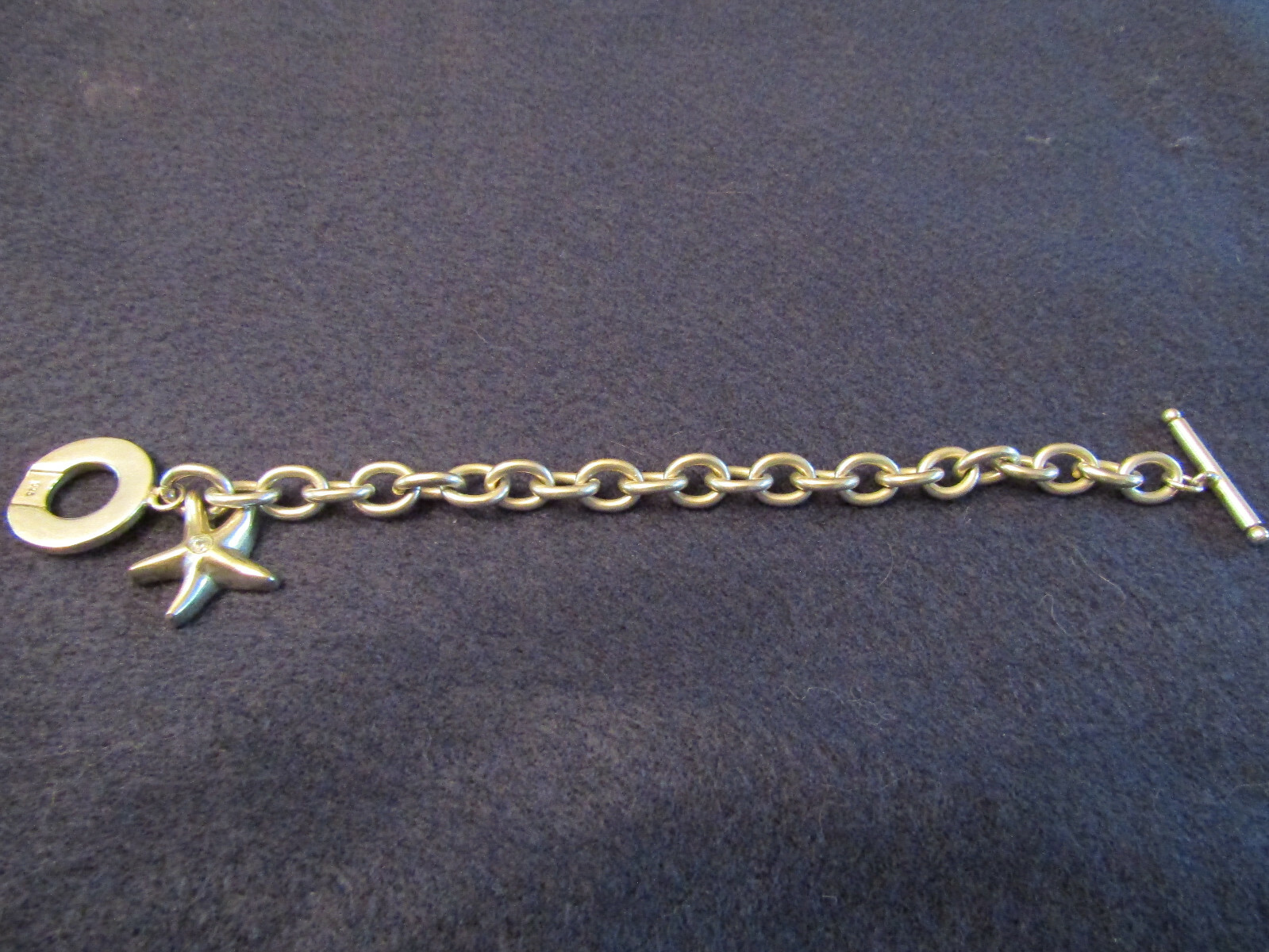 STERLING SILVER TOGGLE BRACELET WITH STARFISH CHA… - image 2