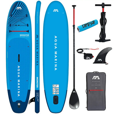 AQUA MARINA MONSTER 12'0'' BLUE SUP Board aufblasbar Surfboard + SUP-Paddelboje