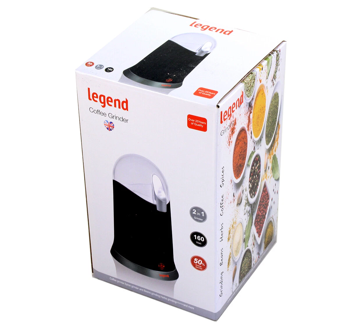 Electric Coffee Grinder 160W Bean, Spice and Nut Mill Blender Black