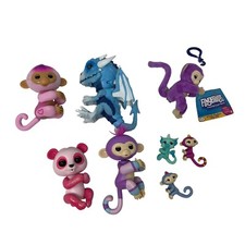 WowWee Fingerlings 4 Interactive 4 Minis 1 Plush Clip Glitter Panda Dragon Lot