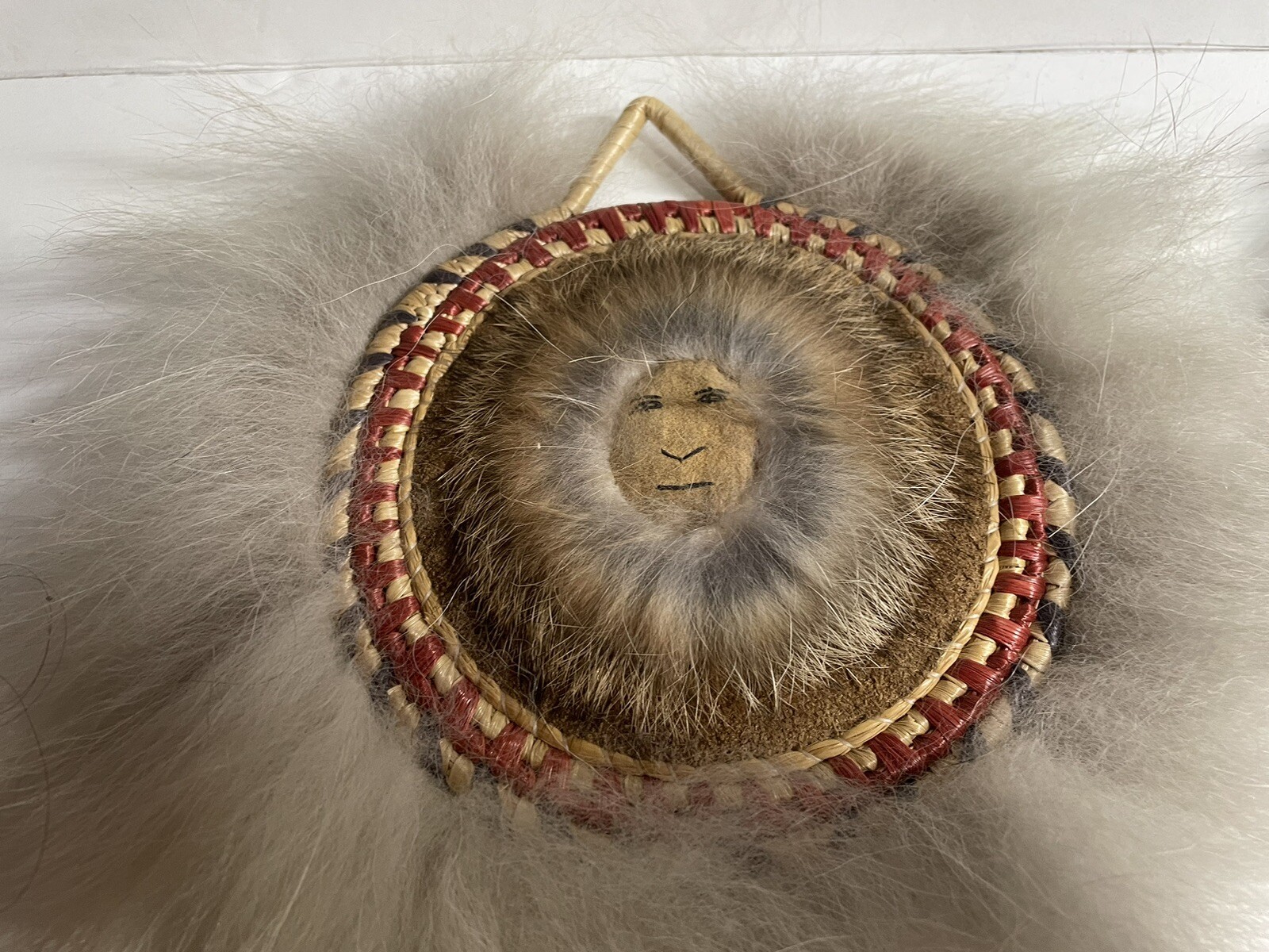 Pair Native Alaskan YUPIK Grass Fur Dance Fan - Wall Hanging