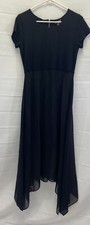 Vince Camuto Black Cap Sleeve maxi Dress zip Back szM lined Elegant