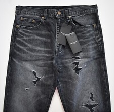     SAINT LAURENT Paris D16 M/BG-LW Black BAGGY DISTRESSED Low Waist Jeans 29