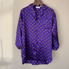 Vintage Victoria's Secret Gold Label Purple/Gold Satin Sleep Shirt Medium