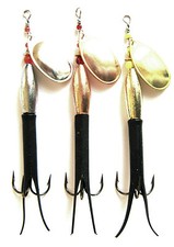 3 Bullet Flying C Spinners - Black - Salmon Trout Pike Bass Steelhead Sea Lures