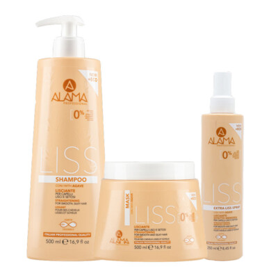 ALAMA Professionelles Kit Liss Shampoo 500ml + Mask 500ml + Spray 250ml