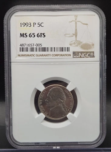 1993-P 5C Jefferson Nickel NGC MS65 6FS!