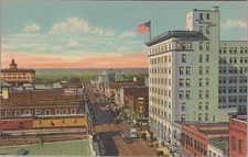 c1940s Route 66 Central Avenue Albuquerque New Mexico birds eye view linen D530