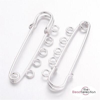 10 KILTNADELN 5 SCHLAUFENLOCH 50mm BROSCHE VERSILBERT TOP QUALITÄT SCHMUCK TS54