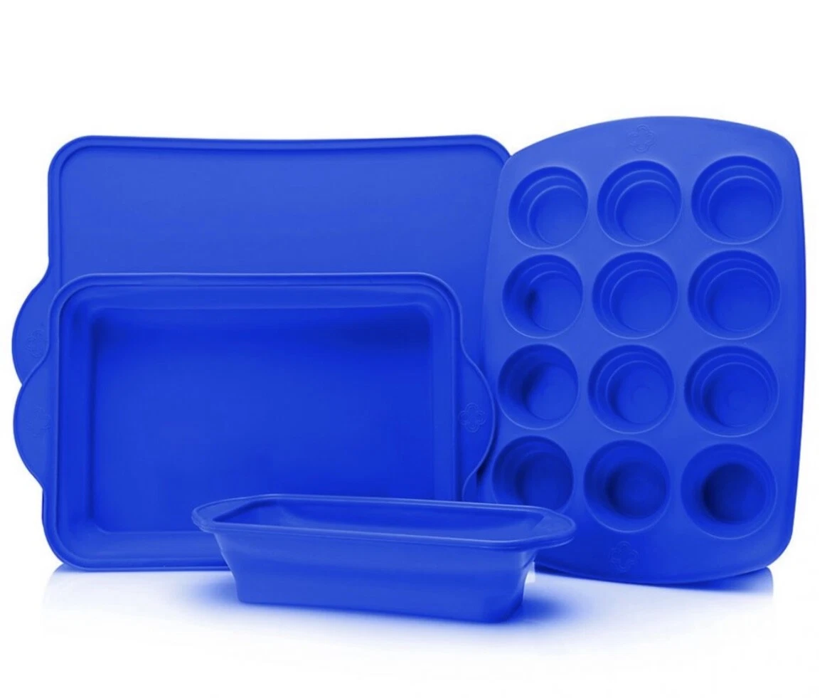 NEW Cook's Companion * BLUE * COLLAPSIBLE SILICONE Bakeware - SET