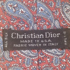 Vtg Christian Dior Tie Men's Red White & Blue Paisley 100% Silk Made In USA