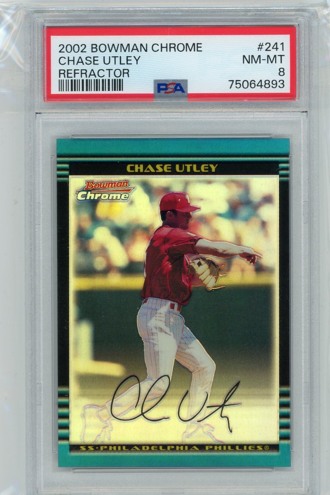 2002 Bowman Chrome Baseball #241 Chase Utley Refractor #158/500 PSA 8
