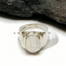 Moonstone Gemstone With 925 Sterling Silver Ring For Men's #AL683