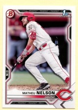 Matheu Nelson 2021 Bowman Draft 1st Bowman #BD-103 Cincinnati Reds Prospect card
