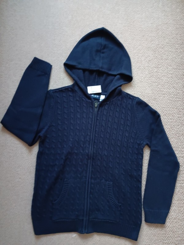 New Childrens Place Girl Uniform Cable Zip Hoodie Sweater Jacket - Size XXL / 16