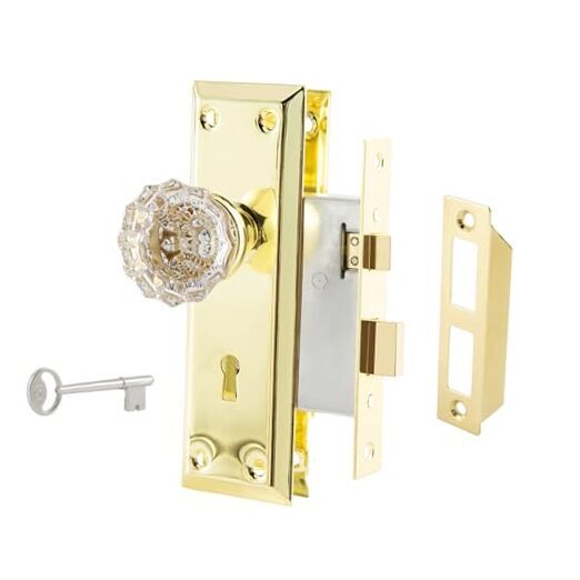 Mortise Lock Set for Interior Door, Interior Mortise Polished Brass/Gold
