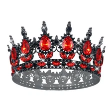Black Red Queen Crown Tiaras for Women Costume Party Hair Accessories Princess