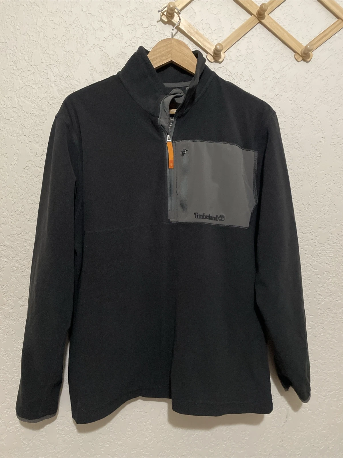 Timberland Fleece 1/4 Zip Size Large Black Euc