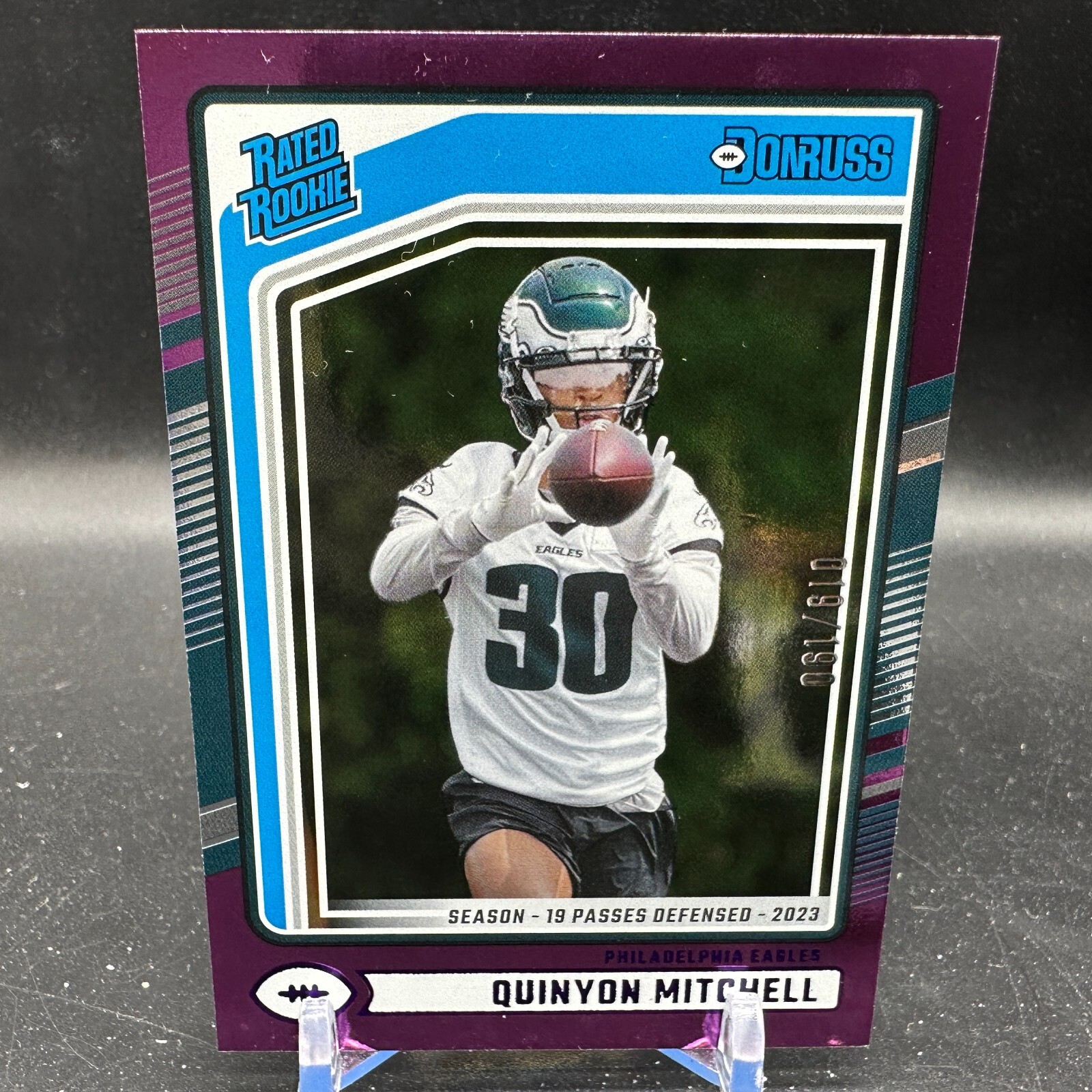 Quinyon Mitchell Rated Rookie Purple Stat Line /190 2024 Donruss #361 Eagles