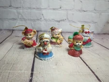 Lot Of 5 Vintage Jasco Caring Critter Chimers, Christmas ornaments A3