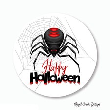 HALLOWEEN BLOODY SPIDER ROUND STICKERS ENVELOPE SEALS SCRAPBOOK STICKERS-2 SIZES