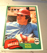 MLB TOPPS BASEBALL CARD # 180 PHILLIES 1st BASE PETE ROSE 1981