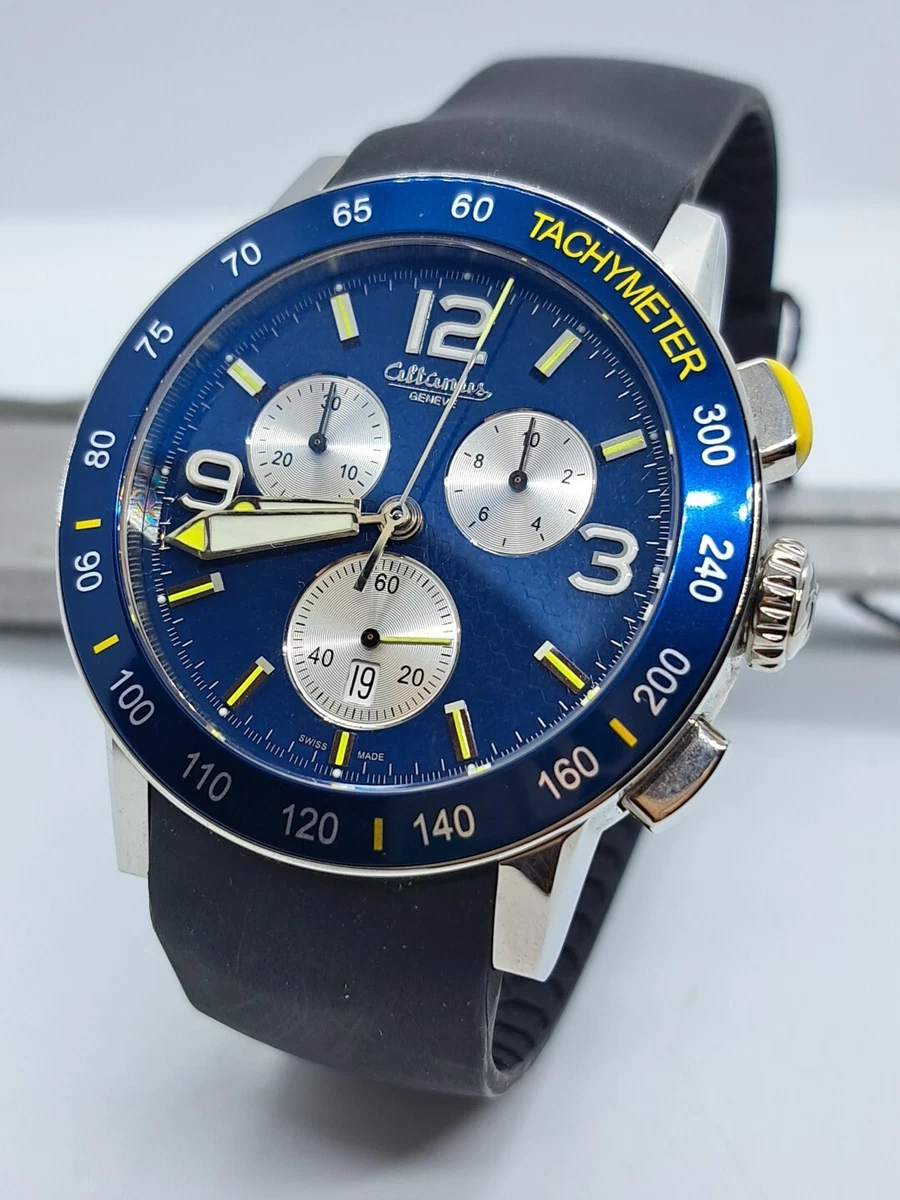 Orologio Altanus Geneve Uomo originale nuovo Nero Ref 7879 CRONO 5ATM