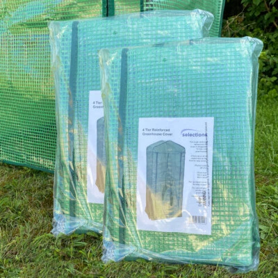 SELECTIONS 2 x Greenhouse Cover 4 Tier Reinforced Replacement Plastic PE Mini 160cm