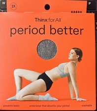 Thinx For All Women  s Super Absorbency Brief Period Underwear   gray   3X  NEW
