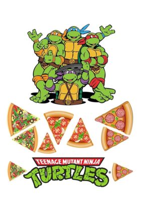 Ninja Turtles  Essbar Party Tortenaufleger Torte  Geburstag Zuckermasse + TEXT
