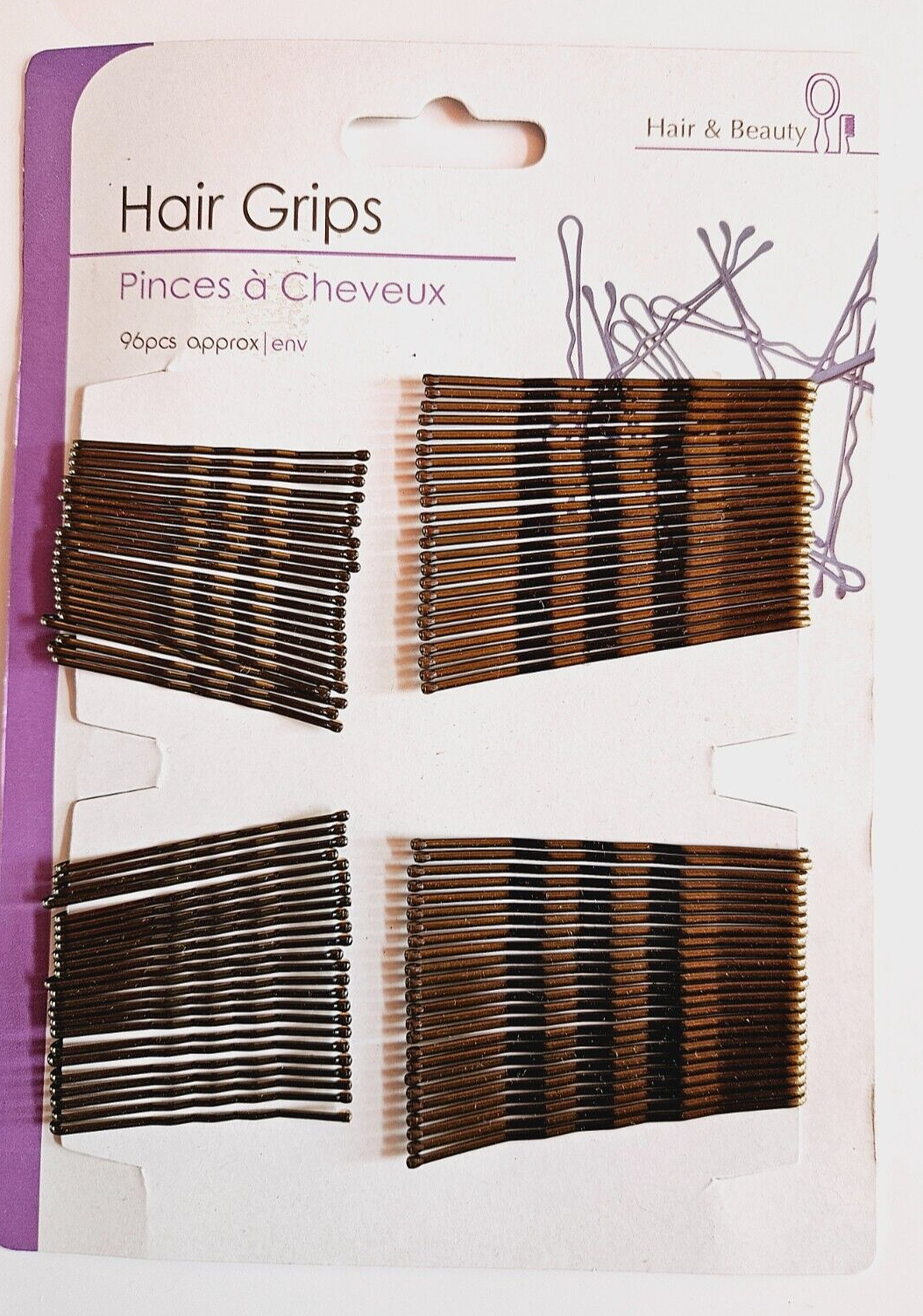 96 Hair Grips Bobby Pins Waved Styling Clips Slides