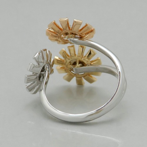Damen Ring Gold Blumen mit 0,99ct G-si Diamant in 585/14K Weiß/-Gelb/-Rosegold - Bild 4 von 5