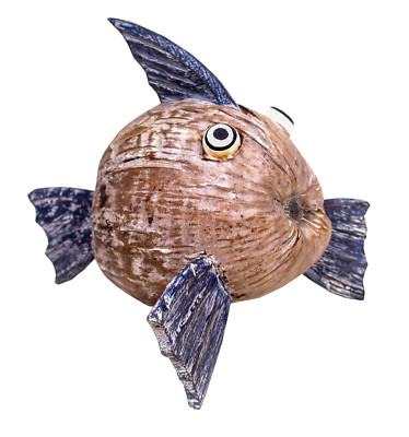 Fisch Coco aus Holz ca. Durchm. 15-18 cm 2454 Deko Unikat für Drinnen & Draußen