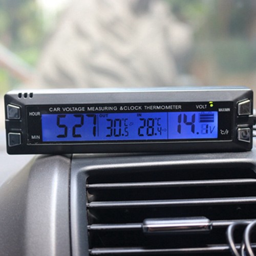 3 in 1 Car Clock Thermometer Voltmeter Inside Outside Temperature Voltage Alarm - Picture 13 of 15