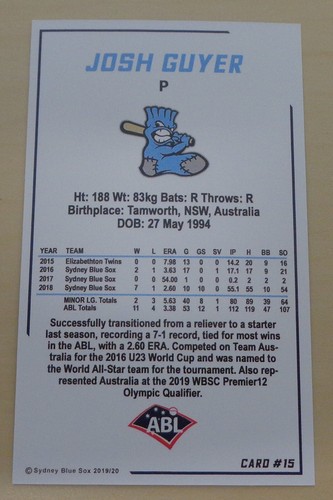 2019/20 Sydney Blue Sox - JOSH GUYER - TY'RELLE HARRIS - CHRIS OXSPRING - Picture 2 of 6