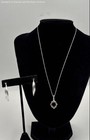925 Sterling Silver Necklace w/Faux Stone Pendant & Hoop Earrings 6.79g — photo 1