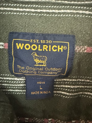 Woolrich Vintage Mens Button Down Shirt Olive Green Embroidered SZ L - Picture 3 of 10