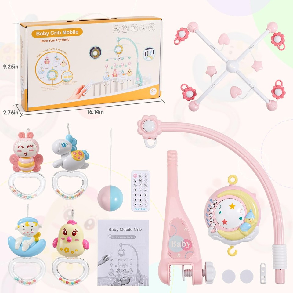 Projecting Function Baby Musical Crib Mobile with Projector, 150 Music, Timing Function ...