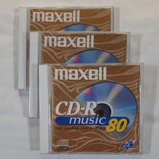 Lot Of 3 Maxell CD-R Music 80 min for Audio Recording Blank Disc Media New Jewel