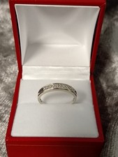 9ct 375 White Gold Half Eternity Diamond Set Ring Size(O) Hallmarked