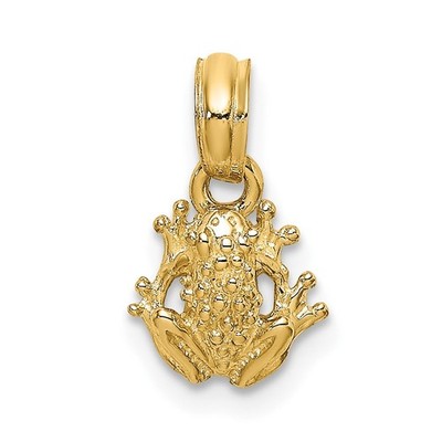 10K Gelbgold Strukturiert Miniatur Frosch Charm Anhänger 0,68gm L-12,95mm, B-8,2mm