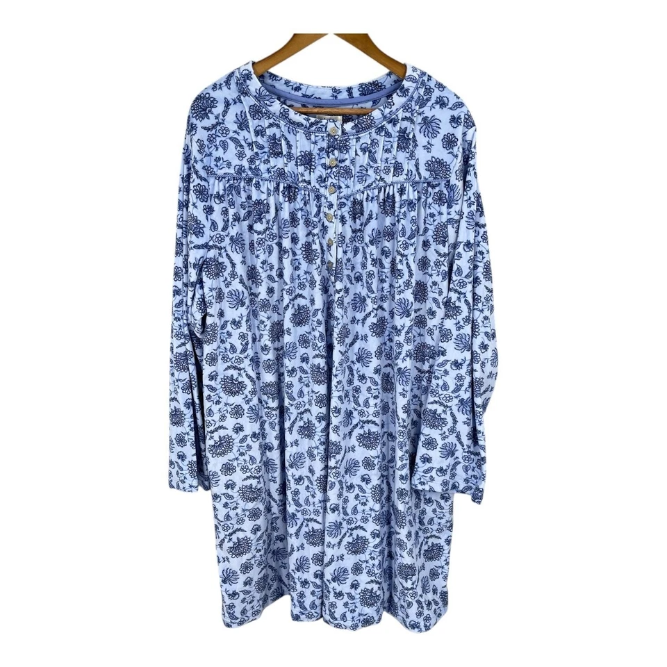 Camisón Colección Aria Mujer Floral Terciopelo Acogedor Henley Prendas para Dormir Talla 3X Azul Foto 3 de 4