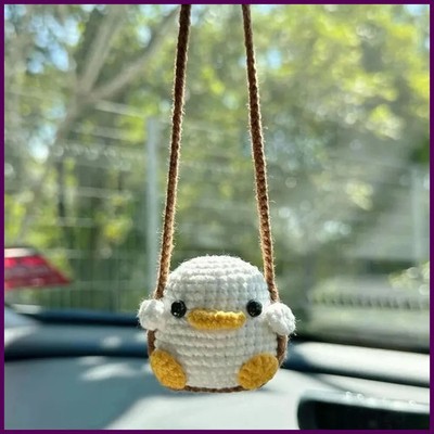 1PC Car Mirror Decor Hanging Cartoon Animal Car Rearview Mirror Crochet Swing.
