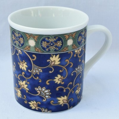 Hues N Brews - BLUE WITH FLORAL PATTERN - 3 1/2'' MUG