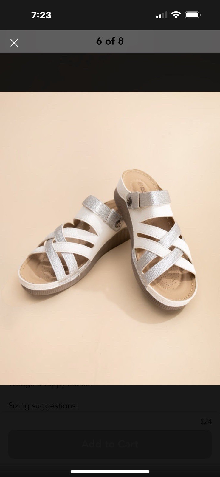 APL Sandalo con zeppa Gol Road argento e bianco taglia 8 nuovo senza scatola