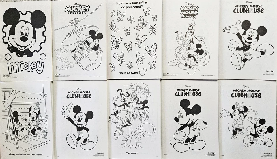 Disney Mickey Mouse 10 Different Coloring Books With Stickers & Crayons New! — 第 2/4 张图片