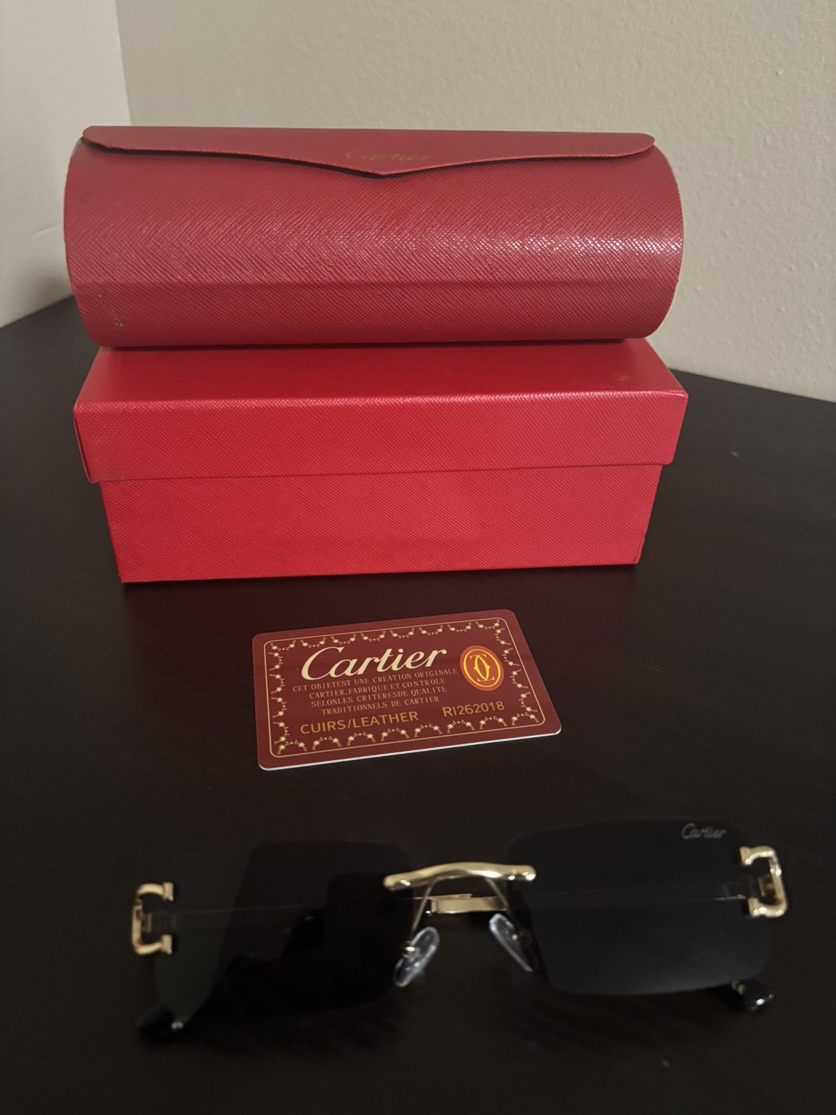 Cartier Rimless Rectangular Sunglasses with  Gold… - image 4