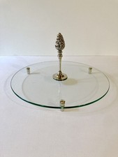 Plateau à fromages / serviteur en verre et métal argenté