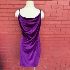 SHEIN Curve Womens 2XL Purple Velvet Cowl Neck Mini Dress Bodycon Fairy Whimsy